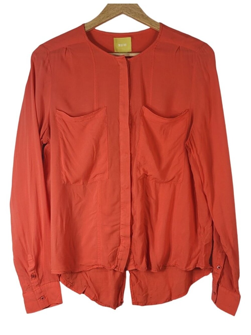 Maeve Anthropologie Clara Button Up Top Orange Size 8 Split Back Career Work
